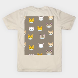 All Cats Wearing Masks Pattern Graphic illustration Mask T-Shirt